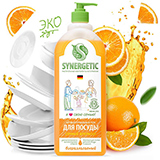 Антибактериальный гель для мытья посуды "Сочный апельсин" Synergetic | интернет-магазин натуральных товаров 4fresh.ru - фото 1